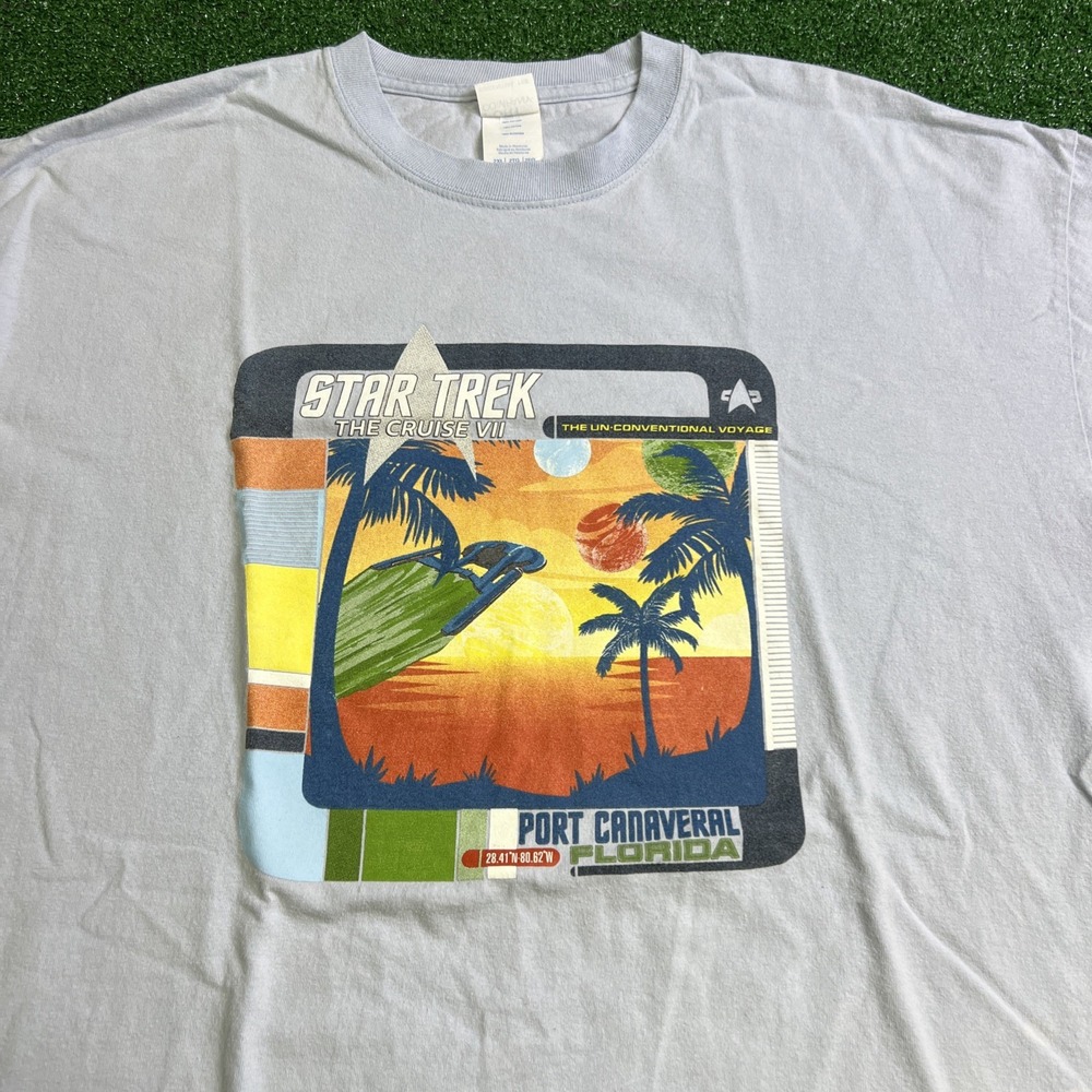 Rare Star Trek The‎ Cruise VII Lt Blue Port Canaveral Florida T-Shirt Mens 2XL